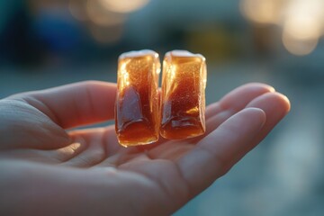 Hand Holding Traditional Indonesian Snack Dodol Garut - Chewy Coconut Candy