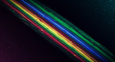 Poster - Colorful line with a black background. The line is made up of red, yellow, and green colors. For background, copy space