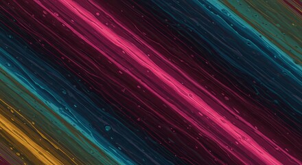 Poster - Colorful stripe pattern with a blue stripe in the middle. The stripes are purple, green, and yellow. For background, copy space