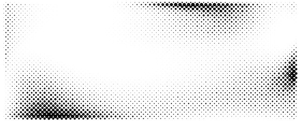Poster - Halftone texture with black dots varying in size, creating a gradient effect from dense black in corners to sparse white in the center. This design emphasizes contrast and visual flow.