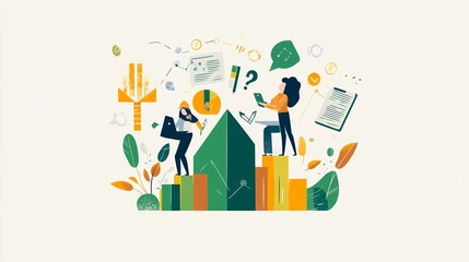 Aufkleber - Businesswomen working together achieving business success growth development concept