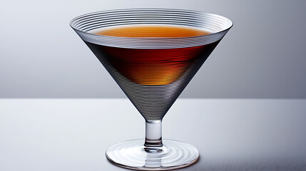 Elegant abstract martini glass with layered drink showcasing smooth curves and minimalist design on soft background