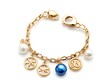© Sumet - Elegant Gold Charm Bracelet with Pearls and Letter Design on White Background Jewelry Art