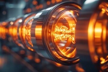 Poster - Modern technology showcases glowing filament bulbs in a detailed close-up view