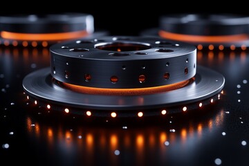 Poster - Close-up view of metallic components with glowing accents and intricate details highlighting craftsmanship and design