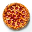 © LoomStock - Pizza. Pepperoni Pizza. Classic Italian Pizza with Spicy Pepperoni Slices, Mozzarella Cheese, and Rich Tomato Sauce. Pepperoni Pizza Isolated on a Background with Copy Space.