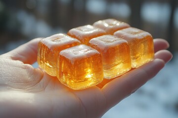 Hand Holding Shiny Dodol Garut Indonesian Traditional Snack Candy