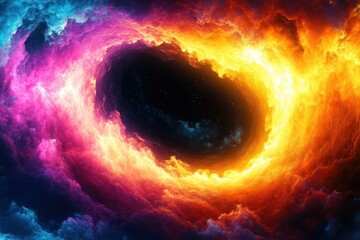 Aufkleber - Vibrant Rainbow Flame Frame with Intense Fire and Iridescent Background in Abstract Design