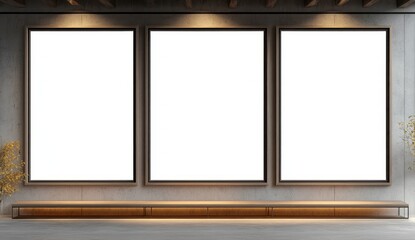 Poster - Minimalist Triptych Frame with Three Empty Panels in Modern Scandinavian Design