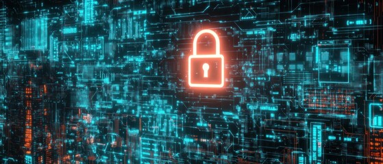 Aufkleber - Cybersecurity Hack Attack on Microchip Data Processing in Digital Network Cyberpunk Illustration