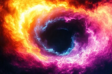Aufkleber - Vibrant Rainbow Flame Frame with Intense Colors and Abstract Design