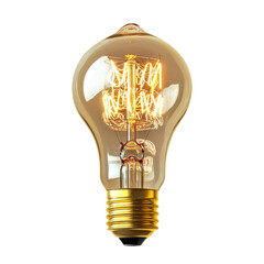 Poster - vintage light bulb with warm glow, showcasing intricate filament design. Perfect for adding nostalgic touch to any space
