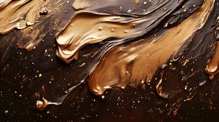 Poster - Abstract gold and black acrylic painting texture. Rich, metallic colors create a luxurious, elegant background. Abstract Gold and Black Acrylic Painting Texture