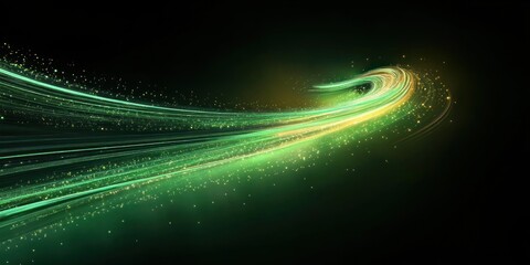 Poster - Dynamic Green Light Trail Transportation Concept Eco-Friendly Renewable Energy Highway Electric Vehicle Night Drive