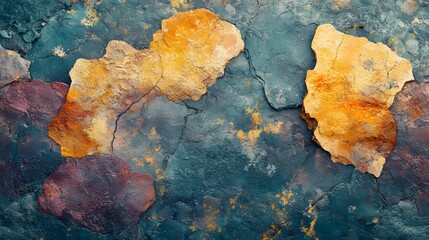Poster - Close-up view of a textured stone surface, showcasing a blend of earthy colors and unique patterns. Abstract Stone Texture: A Symphony of Earthy Hues