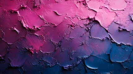 Poster - Close-up view of an abstract paint texture with a gradient transition from pink to blue. Abstract Pink and Blue Gradient Paint Texture