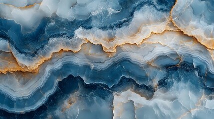 Poster - Abstract blue onyx marble texture with golden veins. Great for luxury design. Stunning Blue Onyx Marble Texture with Golden Veins: Abstract Background Image