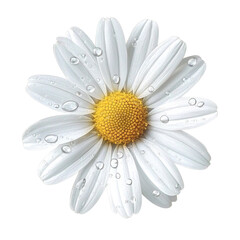 Aufkleber - close up of white daisy flower with water droplets on its petals, showcasing its vibrant yellow center. image evokes fresh and natural feeling