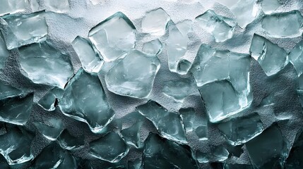 Aufkleber - Close-up shot of many teal ice chunks creating an abstract background. Perfect for design projects. Abstract Teal Ice Chunks Background Texture