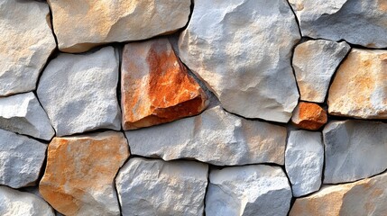 Poster - Close-up view of a stone wall showcasing various shapes, sizes, and colors. The texture is rough and rustic. Irregular Stone Wall Texture: A Stunning Display of Natural Hues and Rustic Charm