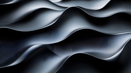Poster - Abstract image featuring dark, smooth waves. The focus is on texture and form. Abstract Dark Waves: A Study in Smooth, Curving Textures