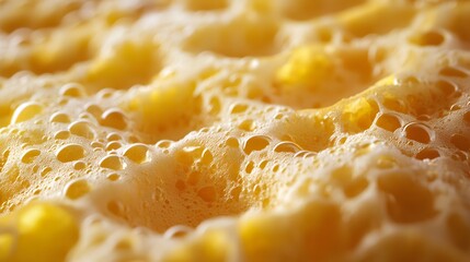 Poster - A close-up image showcasing the texture of a bubbly, golden liquid. Close-up of bubbly, golden liquid; abstract texture and background of foamy substance