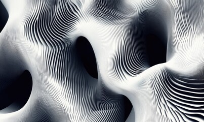 Poster - A black and white image of a wave with a white background