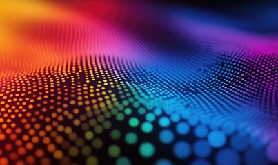 Poster - A colorful wave of dots with a rainbow background