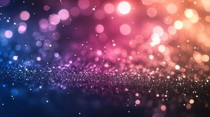 Poster - Abstract Bokeh Background With Blue Pink And Orange Sparkle Particles