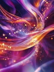 Poster - Abstract Digital Art Featuring Swirling Light Trails and Vibrant Colors in Dark Background