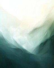 Poster - Abstract Mountain Landscape Illustration With Blue And White Watercolor Effect And Soft Lighting