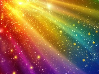 Poster - Abstract Rainbow Radiant Light Streaks With Glitter and Sparkles Against a Colorful Spectrum Background