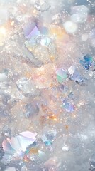 Poster - Abstract Sparkling Crystal Fragments With Iridescent Highlights and Glitter Against a Soft Dreamy Background