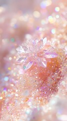 Poster - Glittery Flower Macro Photography with Soft Pastel Colors and Dreamy Bokeh Background
