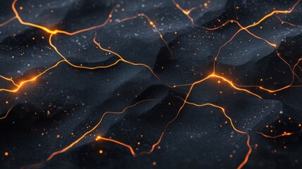 Poster - Dynamic texture with glowing cracks on dark surface, creating a striking visual effect, ideal for backgrounds and design projects, texture concept