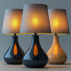 Wall Mural - Modern Stylish Fashionable Table Lamps, Elegant Home Lighting, on Gray Background