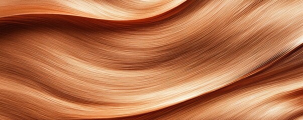 Wall Mural - Elegant flowing texture of silky smooth hair strands in warm copper tones with ample copy space for design purposes, beauty concept