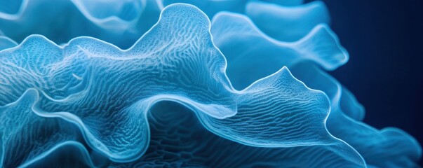 Poster - Intricate blue texture with flowing patterns and soft curves showcasing depth and elegance, perfect for backgrounds and design projects, copy space concept