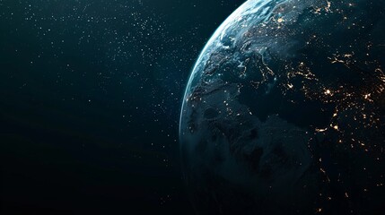 Wall Mural - A planet with a dark blue color and a bright light on it