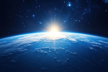 Wall Mural - A sunrise over the ocean horizon, symbolizing fresh starts with open space above