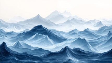 Naklejka na meble Blue Mountain Landscape Panoramic View of Mountain Ranges Nature Scenery