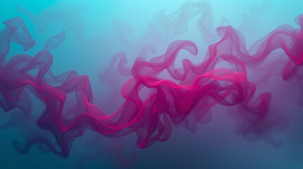 Poster - Translucent ribbons of deep rose and crimson on cerulean ombre backdrop