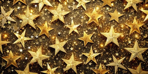 Wall Mural - close up of a dazzling star field with gold stars arranged in a pattern, dazzling celestial display,
