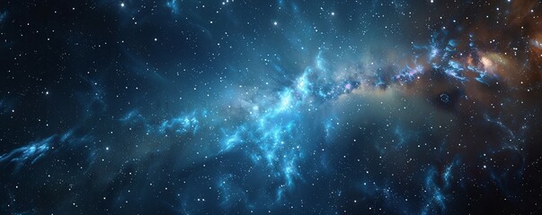 Wall Mural - a blue sky with stars and a large cloud