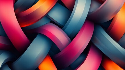 Abstract Intertwined Bands Background with Vibrant Gradient Colors and Dynamic Design