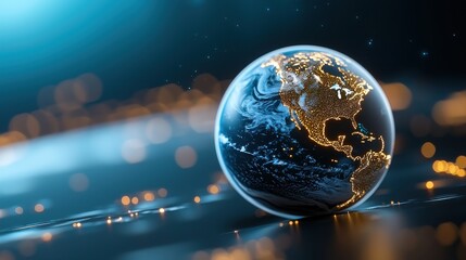 Poster - Abstract Globe with North America Focus