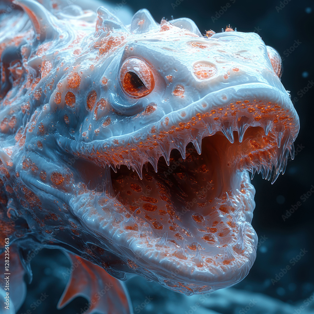 Close-up image of an anglerfish, highlighting its translucent head ...