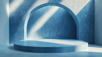 Poster - Serene Blue Platform with Archway Backdrop