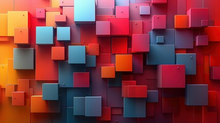 Poster - Abstract Colorful Cubes Geometric Wall Design