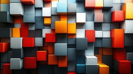 Poster - Abstract Colorful Cube Pattern Background Design